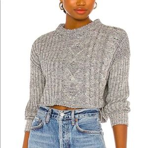 Free People On Your Side Pullover Gray Sweater Trick Mirror Combo XS extra small